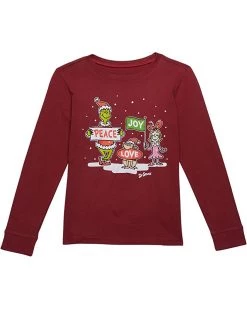 Life is Good Shirts & Tops Grinch Peace Love Joy Long Sleeve Tee (Toddler/Little Kids/Big Kids)