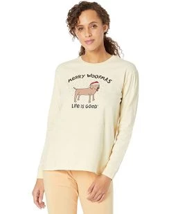 Life is Good Sleepwear Merry Woofmas Long Sleeve Snuggle Up Sleep Tee