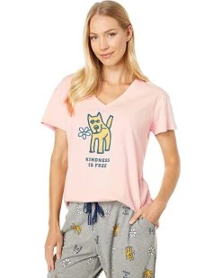 Life is Good Sleepwear Rocket Kindness Is Free Snuggle Up Relaxed Sleep Vee