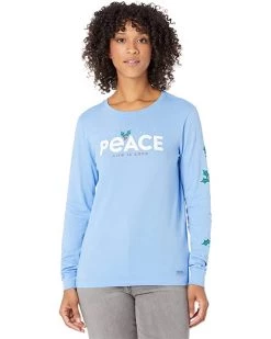 Life is Good Shirts & Tops Peace Mistletoe Long Sleeve Crusher-Lite™ Tee