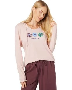 Life is Good Hoodies & Sweatshirts Three Daisies Long Sleeve Crusher-Lite™ Hooded Tee
