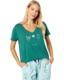 Life is Good Sleepwear Detailed Wildflower Snuggle Up Relaxed Sleep Vee