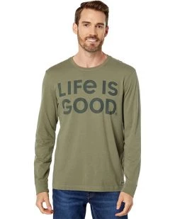 Life is Good Shirts & Tops LIG Wordmark Stack Long Sleeve Crusher-Lite™ Tee