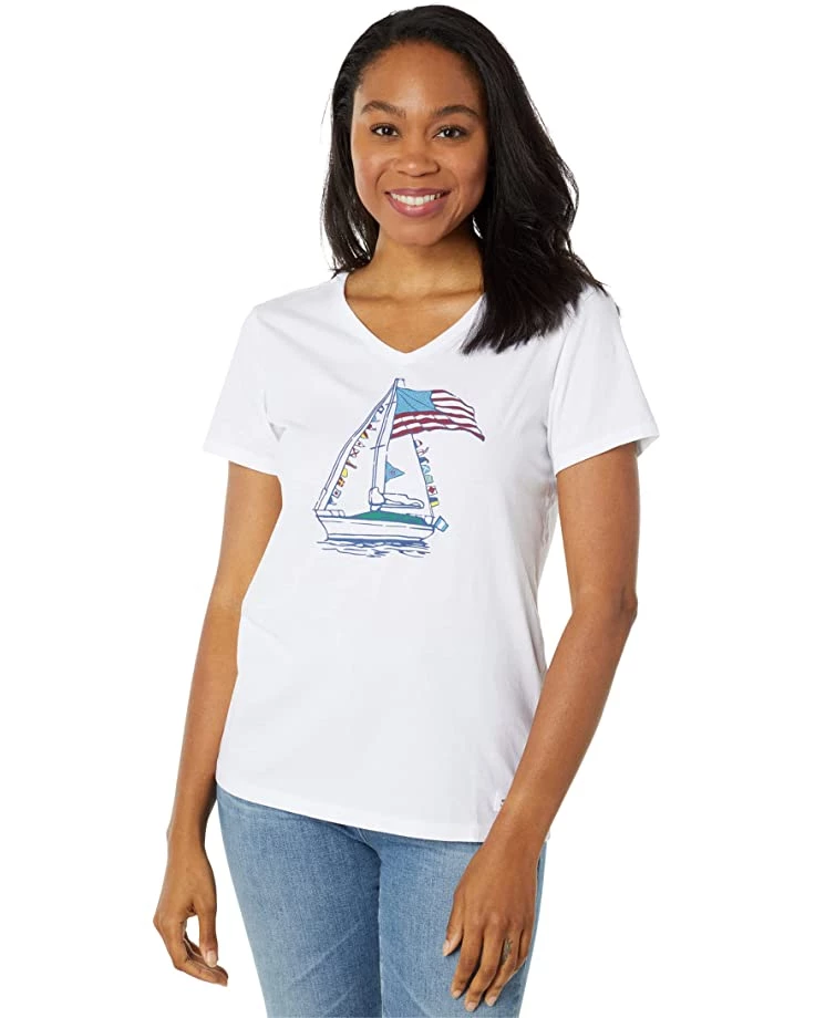 Life is Good Shirts & Tops Big USA Sailboat Crusher-Lite™ Vee 3 Life is Good Shirts & Tops Big USA Sailboat Crusher-Lite™ Vee