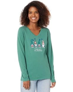 Life is Good Shirts & Tops Chillin' with My Gnomes Long Sleeve Crusher™ Vee