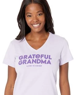 Life is Good Shirts & Tops Grateful Grandma Crusher™ Vee -Life is Good Sales Store 71rPRwosxLL. AC SR736920