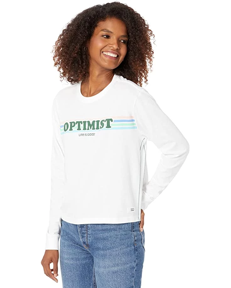 Life is Good Shirts & Tops Optimist Retro Stripe Long Sleeve Boxy Tee 3 Life is Good Shirts & Tops Optimist Retro Stripe Long Sleeve Boxy Tee