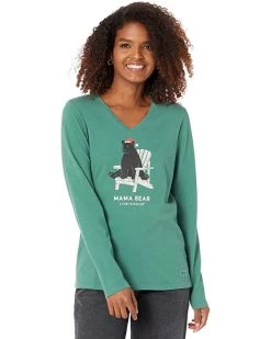 Life is Good Shirts & Tops Holiday Adirondack Bear Long Sleeve Crusher™ Vee