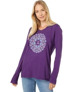 Life is Good Hoodies & Sweatshirts Wildflower Primal Mandala Long Sleeve Crusher-Lite™ Hooded Tee