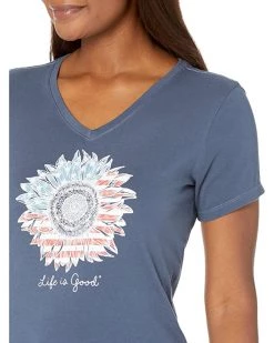 Life is Good Shirts & Tops American Sunflower Short Sleeve Crusher™ Vee -Life is Good Sales Store 81QW UlqbZL. AC SR736920