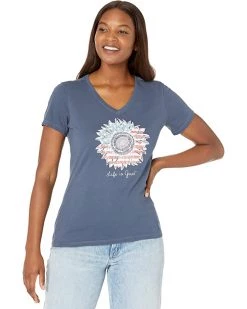 Life is Good Shirts & Tops American Sunflower Short Sleeve Crusher™ Vee